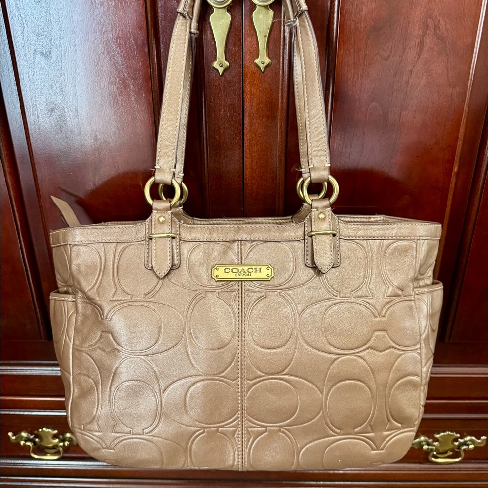 Coach Tan Signature Embossed Tote